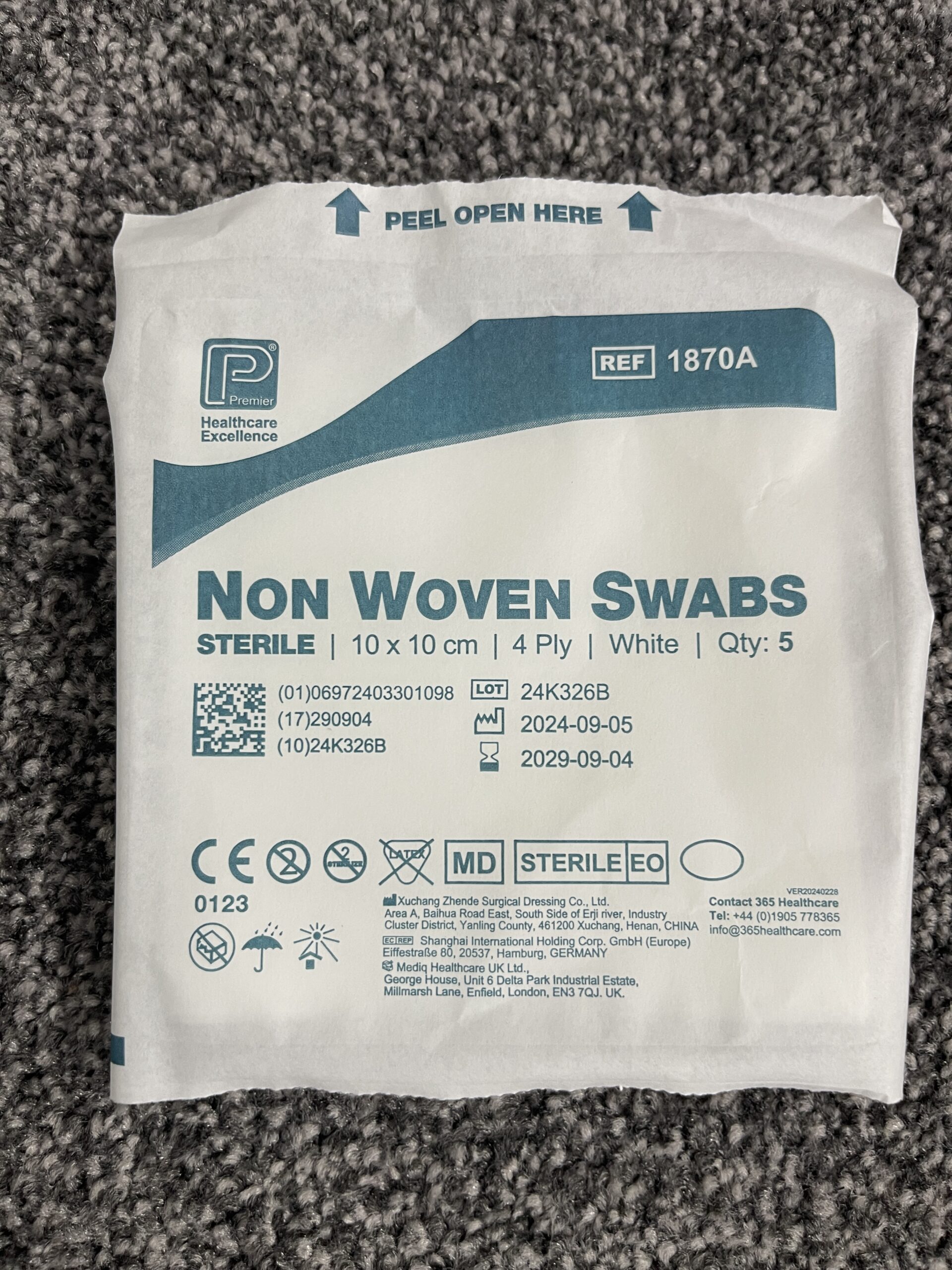 Non Woven Swab STERILE 10cm x 10cm Pack of 5