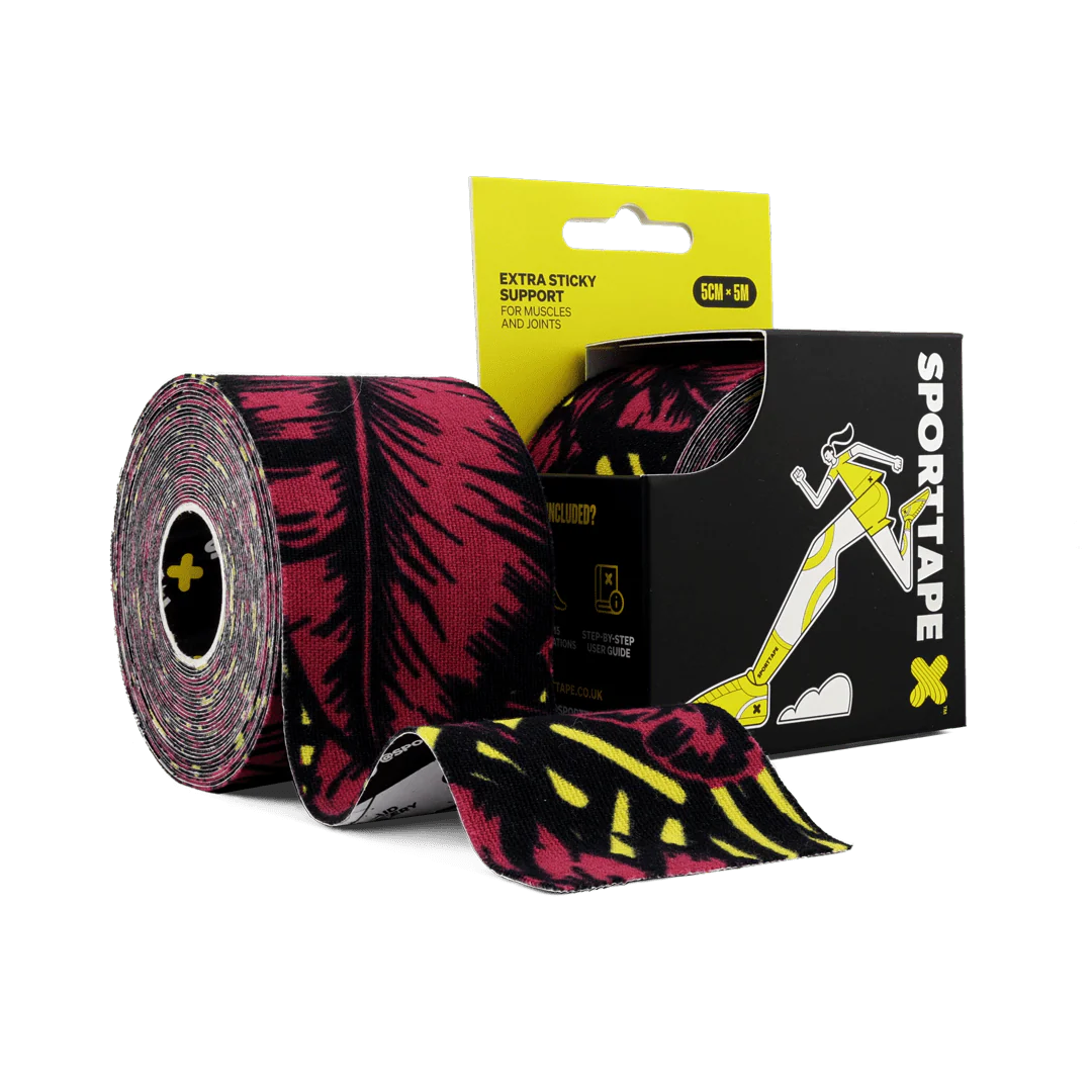 Red Black Feather Design Kinesiology Tape